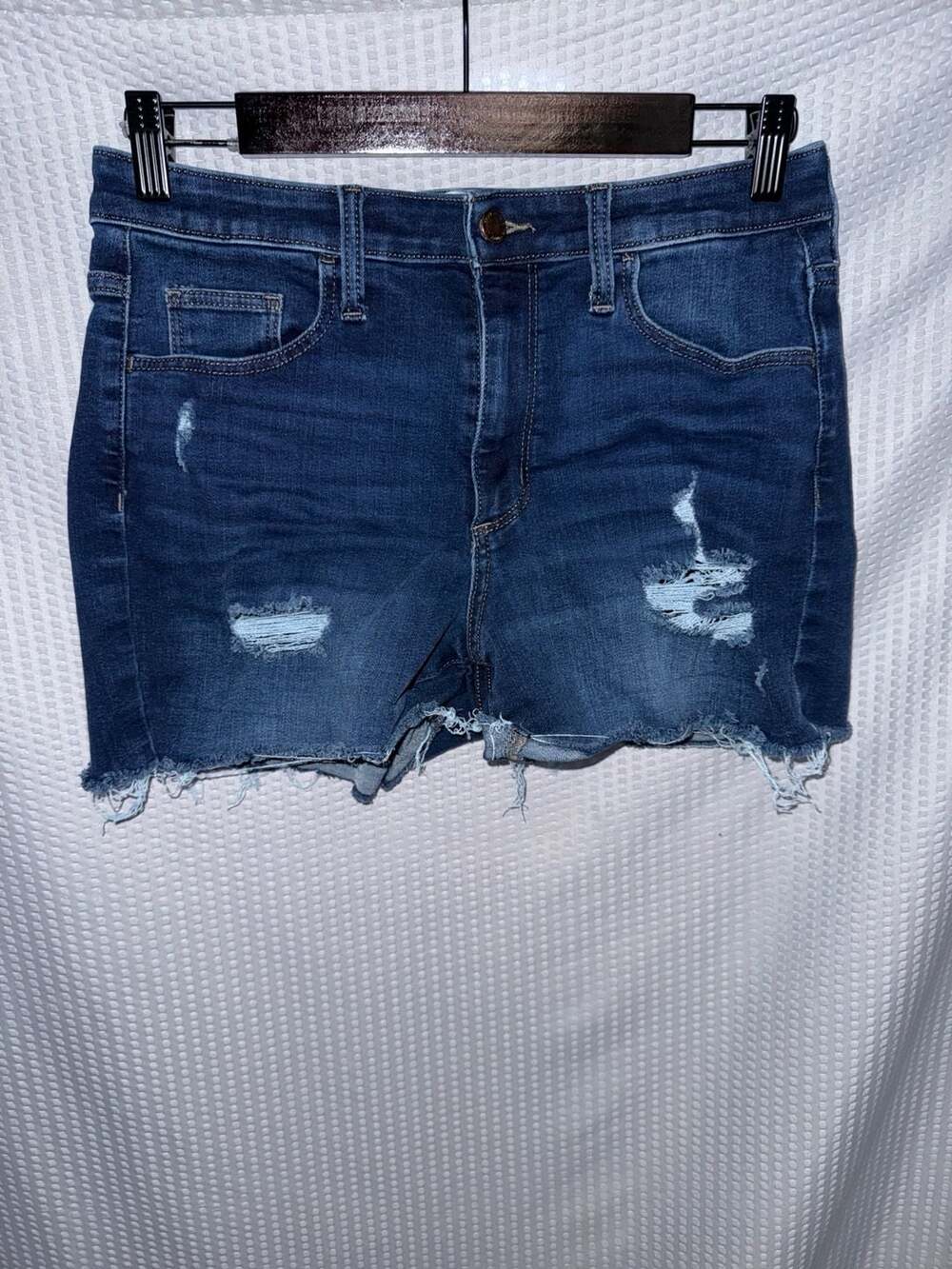Universal Thread High Rise Midi Distressed Raw Hem Denim Shorts